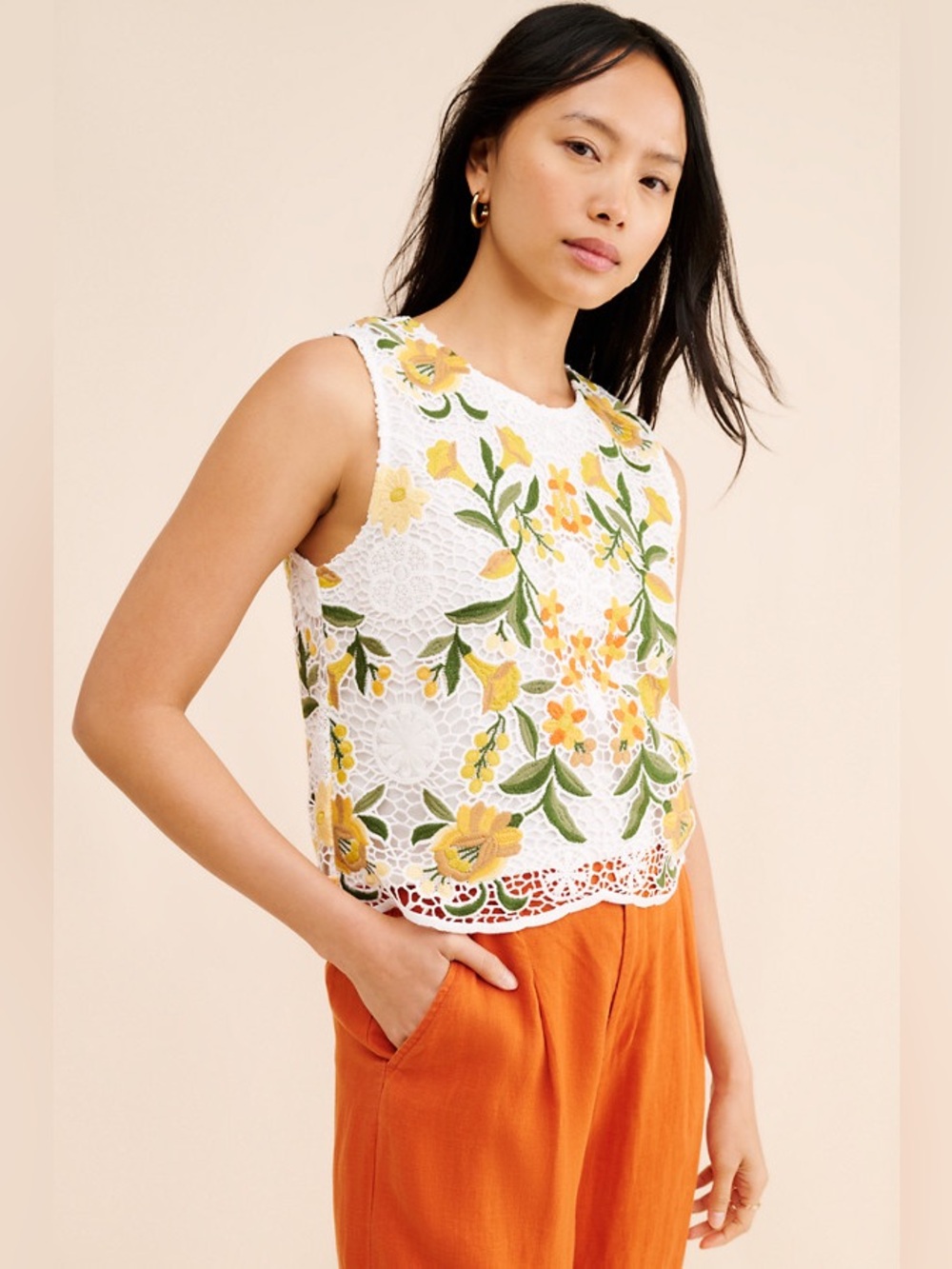 817. ANTHROPOLOGIE Dolan Crochet Lace Tank Top in White NWOT $148
